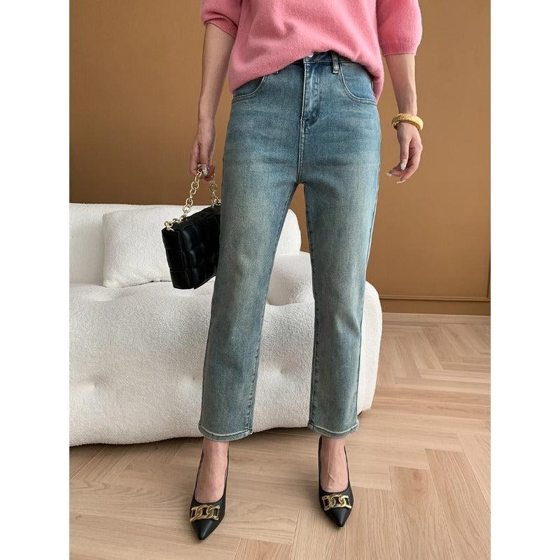 Damen High-Waist Jeans im lässigen Straight-Leg Schnitt Drune