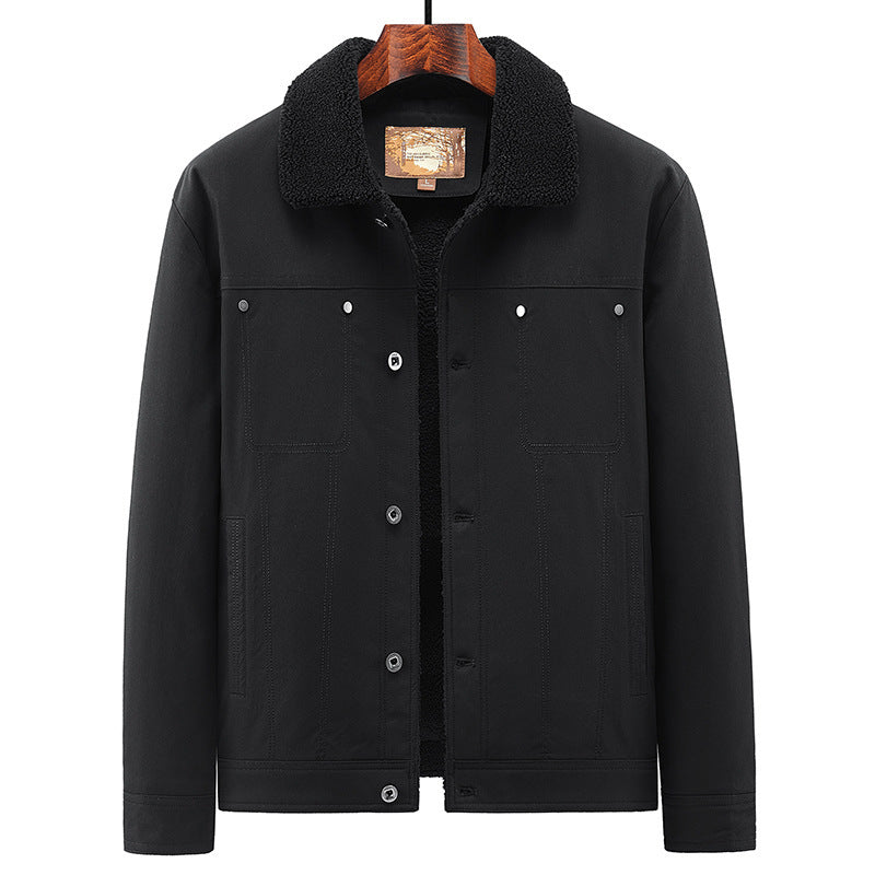 Herren Truckerjacke im Overshirt-Stil mit Sherpa-Futter und Hemdkragen Drune