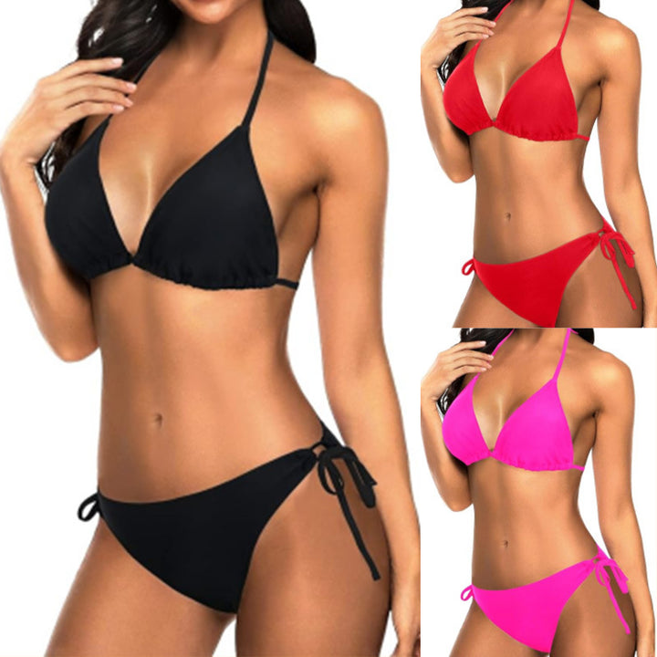 Damen Triangel-Bikini-Set mit verstellbaren Trägern und minimalistischem Design Drune