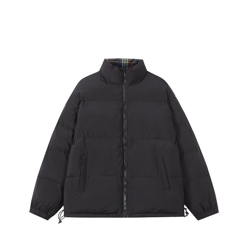 Unisex Boxy-Kurzparka mit gesteppter Isolierung, Tunnelzugsaum und kariert gefüttertem Kragen Drune