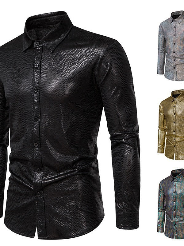Herren elegantes Hemd mit schimmerndem Obermaterial und modernem Schnitt Drune