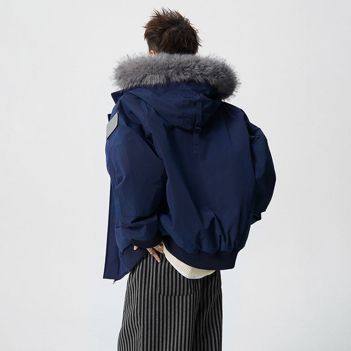 Herren Wattierter Oversize-Parka mit Kunstfellkapuze und Utility-Taschen Drune