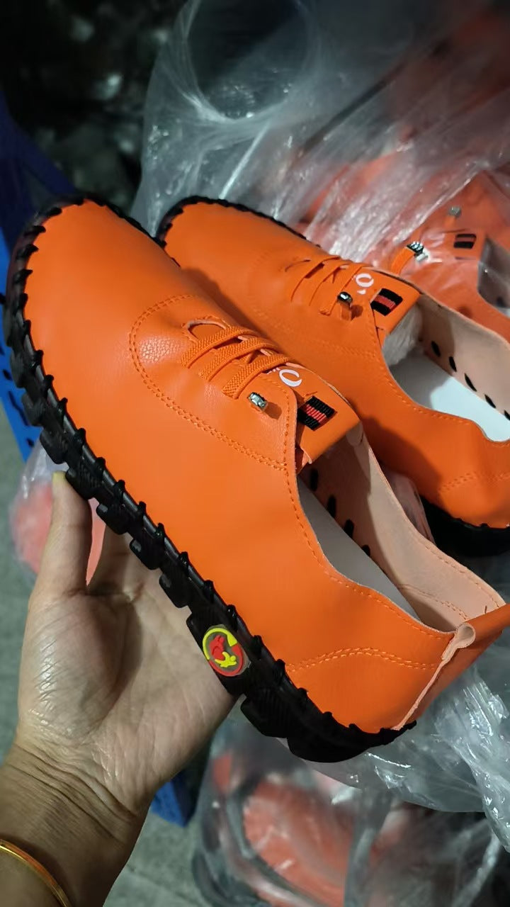 Damen Leichter, weicher Slipper mit handgenähter Gummisohle und elastischer Schnürung Drune