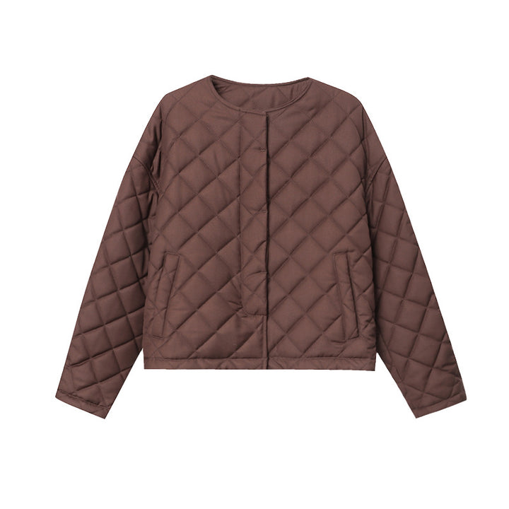 Damen gesteppte Übergangsjacke mit klassischem Kragen und praktischen Druckknöpfen Drune