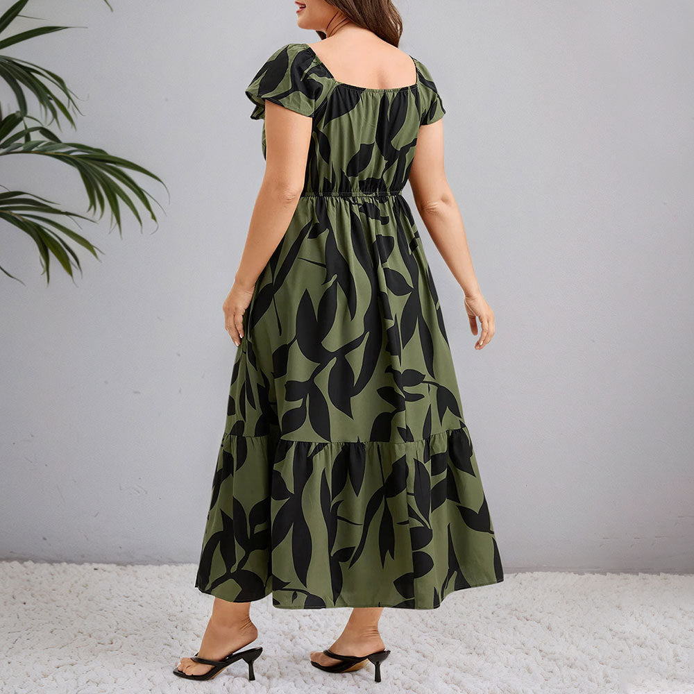 Damen Maxikleid mit floralem Muster und taillierter Silhouette Drune