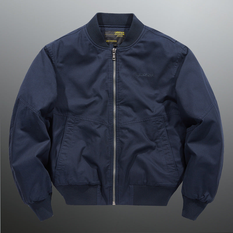Leichtgewichtige Nylon-Bomberjacke für Herren mit Reißverschluss, geripptem Kragen, verstärktem Saum und aufgesetzten Taschen Drune