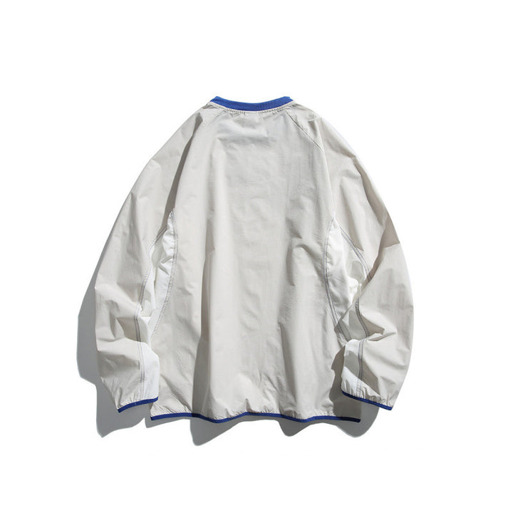 Unisex Leichter technischer Oversize-Pullover mit Rundhalsausschnitt, Reißverschlusstaschen und kontrastierten Abschlüssen Drune