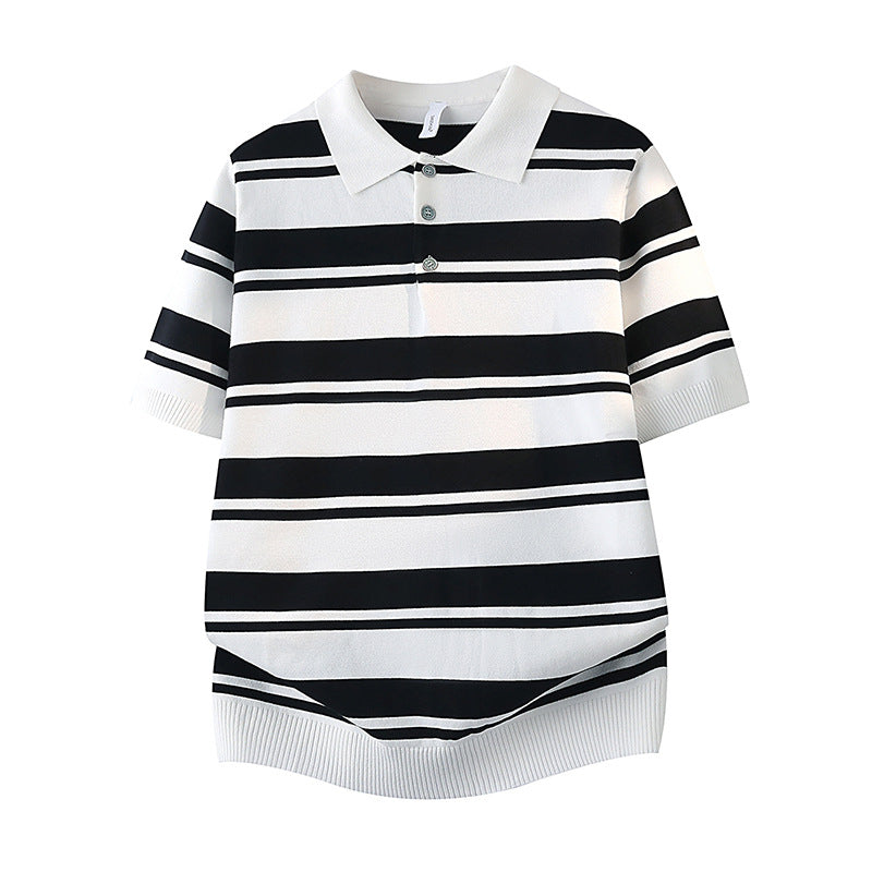 Damen Kurzarm Poloshirt mit gestreiftem Design Drune