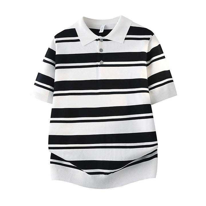 Damen Kurzarm Poloshirt mit gestreiftem Design Drune