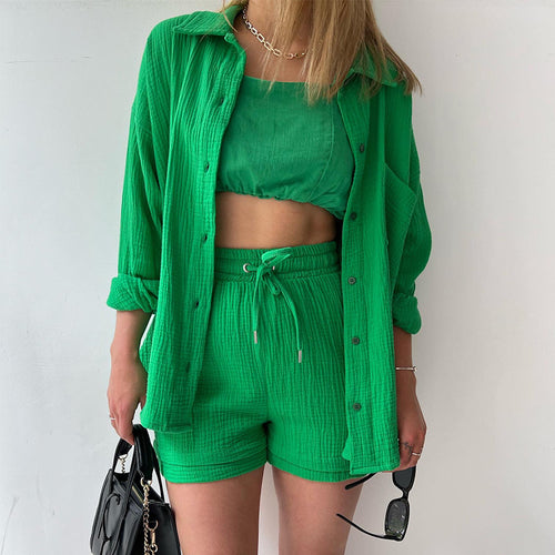 Damen lässiges Oversize-Hemd mit kurzem Schnitt und praktischen Taschen Drune