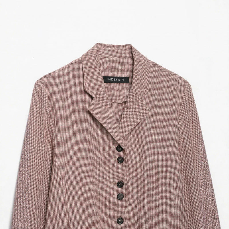 Damen taillierter Hemdblazer aus strukturierter Baumwollmischung mit Knopfleiste Drune