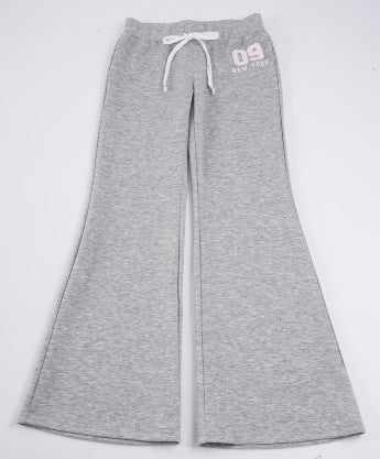 Damen nan ausgestellte Highwaist Loungehose mit elastischem Komfortbund, Bindekordel und weitem Schlag Drune