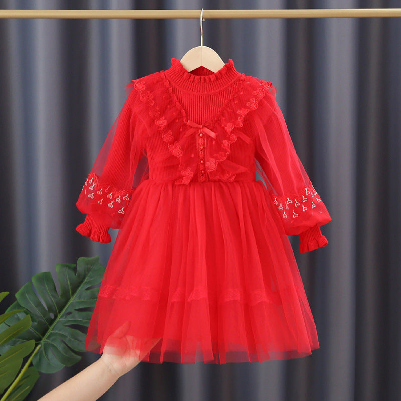 Mädchen festliches Tüllkleid mit Rüschendetails Drune