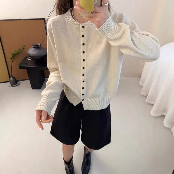 Damen edler Knopf-Cardigan aus hochwertiger Wolle Drune