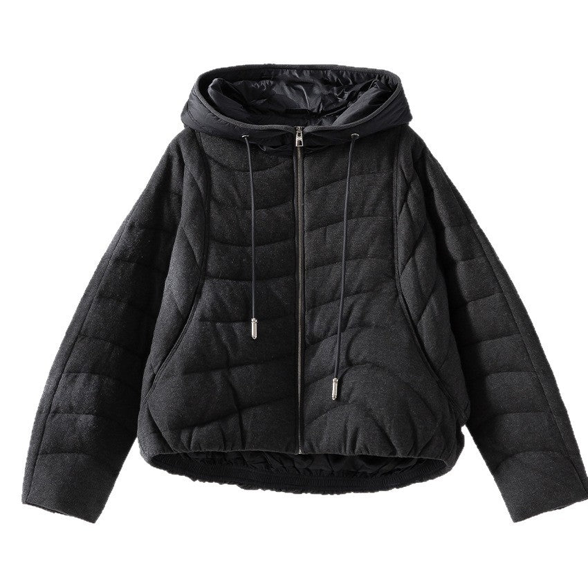 Damen gesteppte Kapuzen-Winterjacke mit tailliertem Gummizug Drune