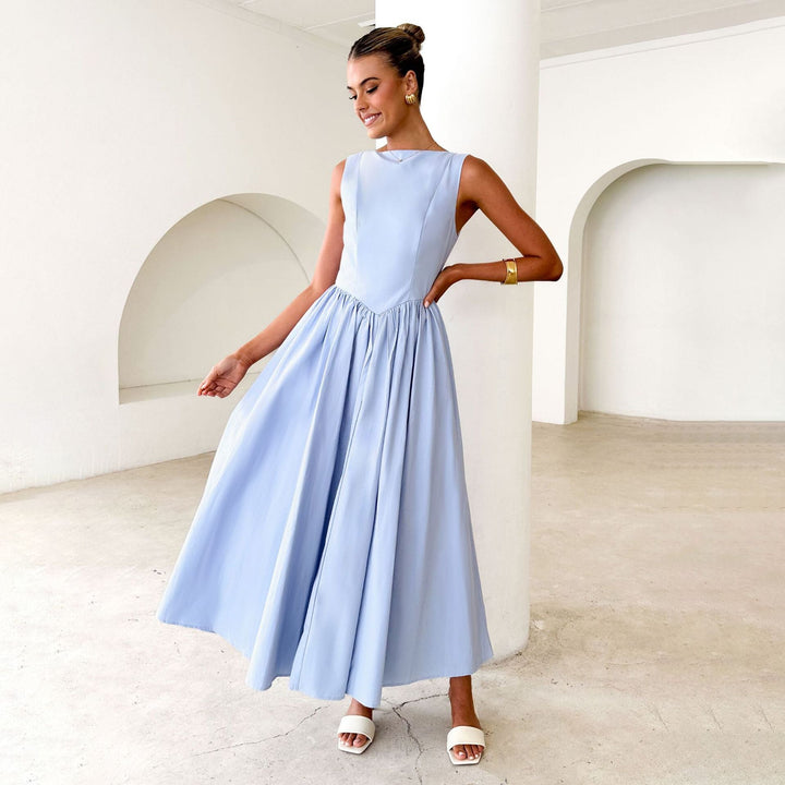 Damen Elegantes Maxi-Kleid mit breitem Rockansatz und taillierter Passform Drune