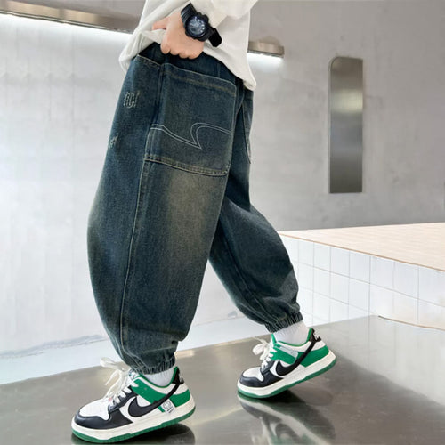 Unisex lässige Baggy-Jeans mit Gummizug Drune