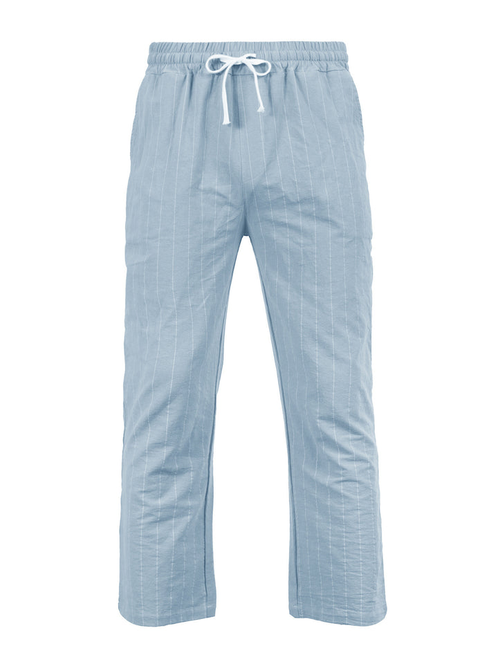 Herren Entspannte Pinstripe-Freizeithose mit elastischem Bund und Kordel Drune