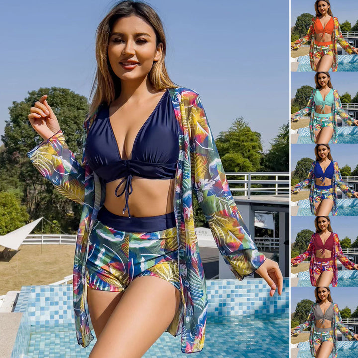 Damen Bikini-Set mit floralem Wickeloberteil und bequemen Shorts Drune
