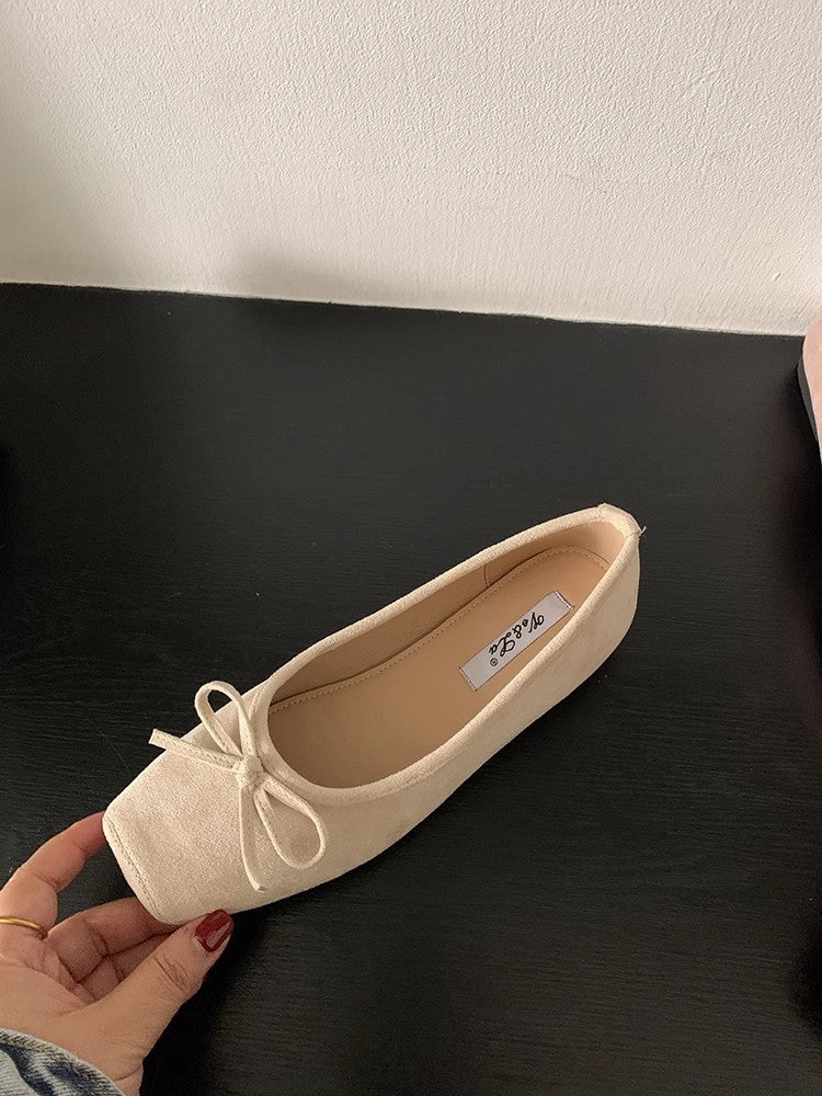 Damen Ballerinas aus hochwertigem Wildleder mit filigranem Schleifendetail Drune