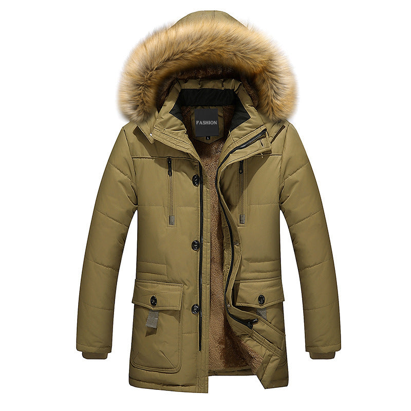 Herren Langparka mit abnehmbarer Kunstfellblende, doppelter Frontleiste und Teddyfleece-Innenfutter Drune