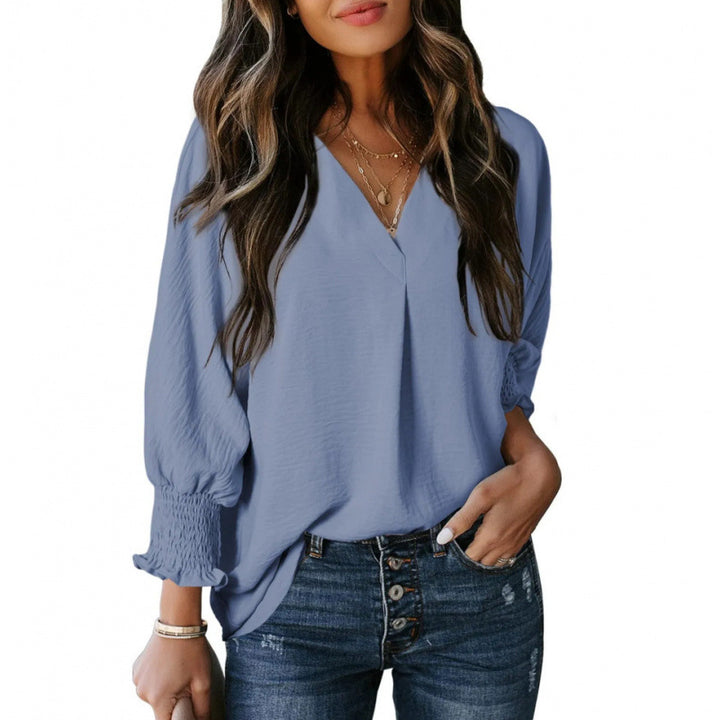 Damen luftige Tunika mit weitem Schnitt und eleganten Puffärmeln Drune