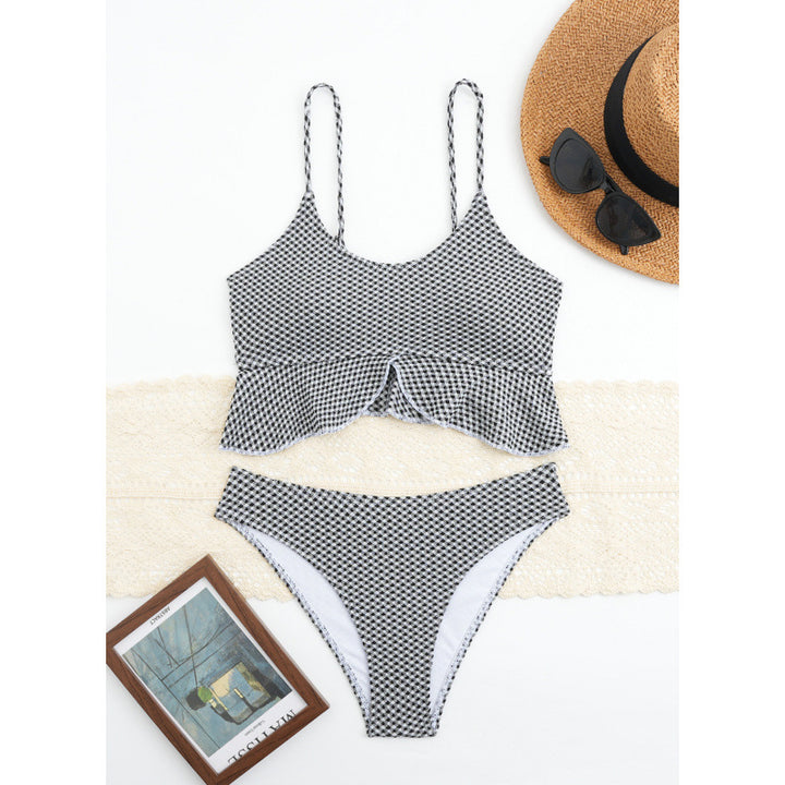 Damen Bikiniversatile mit Rüschen und Karomuster Drune