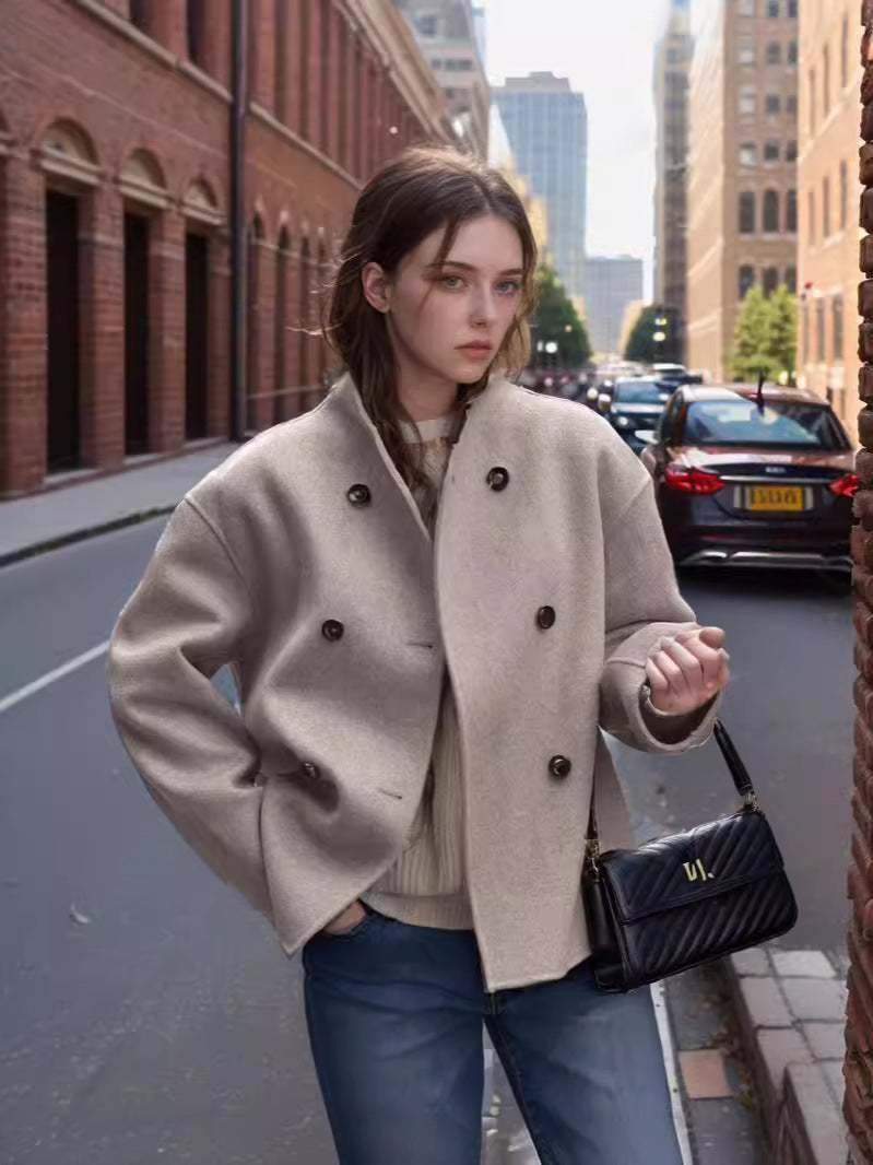 Damen Modische Oversized Wolljacke