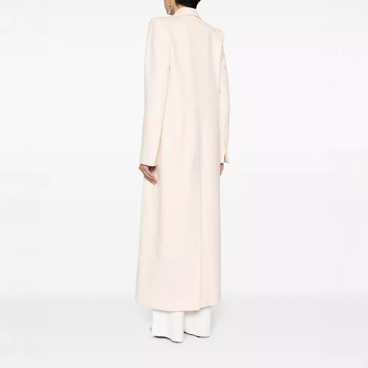 Damen Longline Wollmantel mit Ein-Knopf-Verschluss und tailliertem Revers Drune