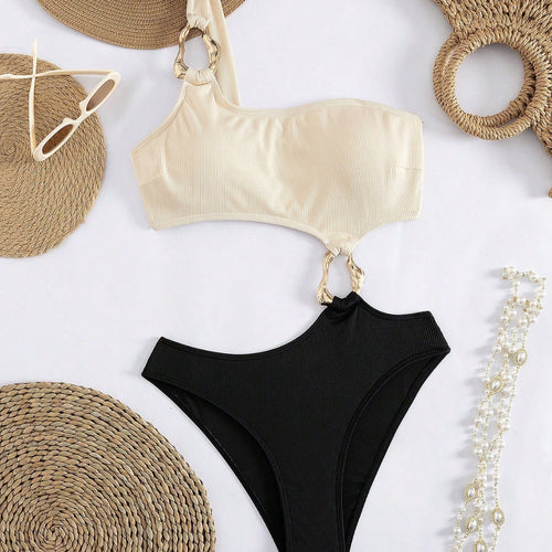Damen Einseitiger Bikini mit modischem Ringdetail Drune