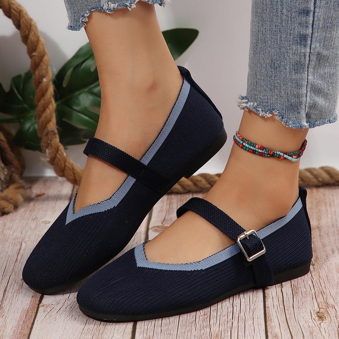 Damen Ballerinas mit verstellbarem Riemen und strukturiertem Obermaterial Drune