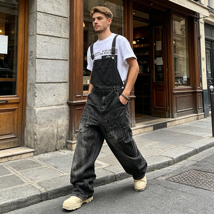 Herren Lässige Denim-Latzhose Drune