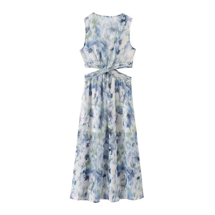 Damen Maxikleid mit elegantem, floralem Design und raffiniertem Rückenausschnitt Drune
