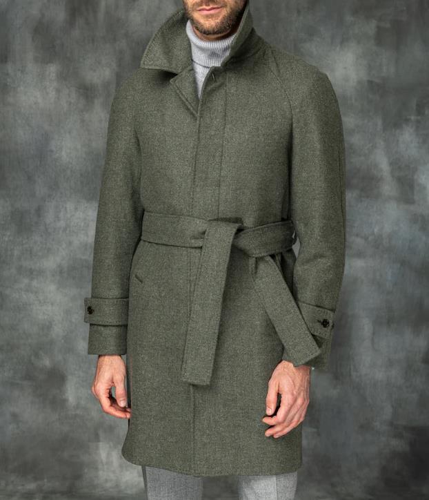 Herren eleganter Trenchcoat mit Taillengürtel und modernen Akzenten Drune