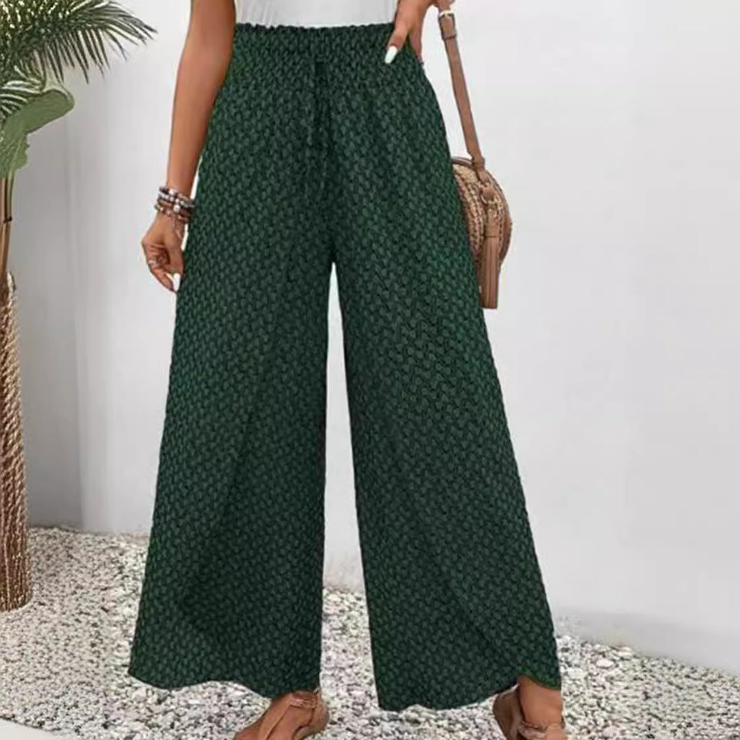 Damen Weite Palazzo-Hose mit bindbarem Bund Drune