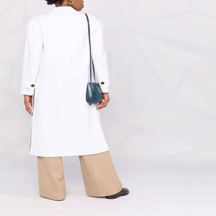 Damen Zweireihiger Midimantel im modernen Tailoring mit verlängertem Revers und aufgesetzten Taschen Drune