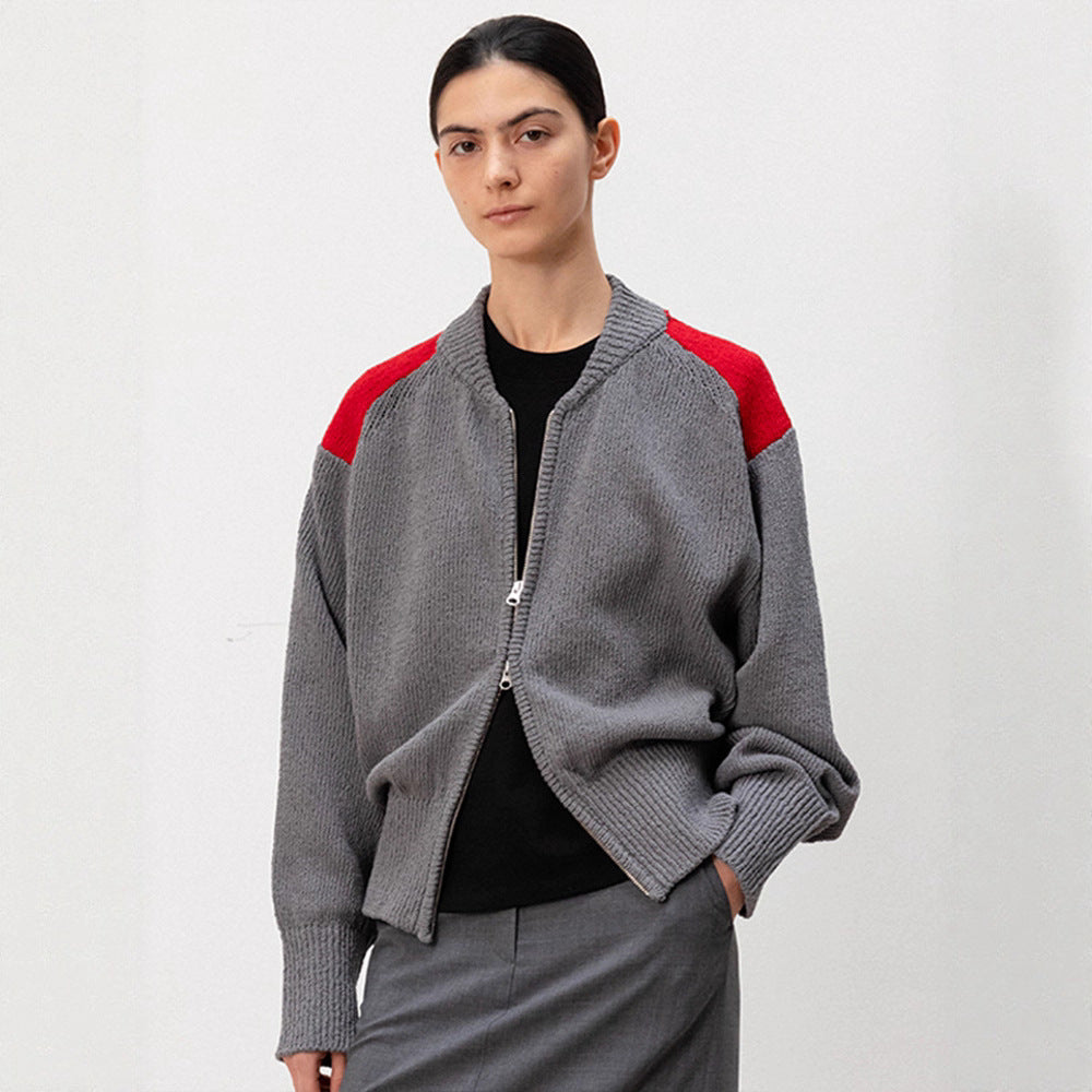 Damen Modische Strickjacke mit Reißverschluss Drune