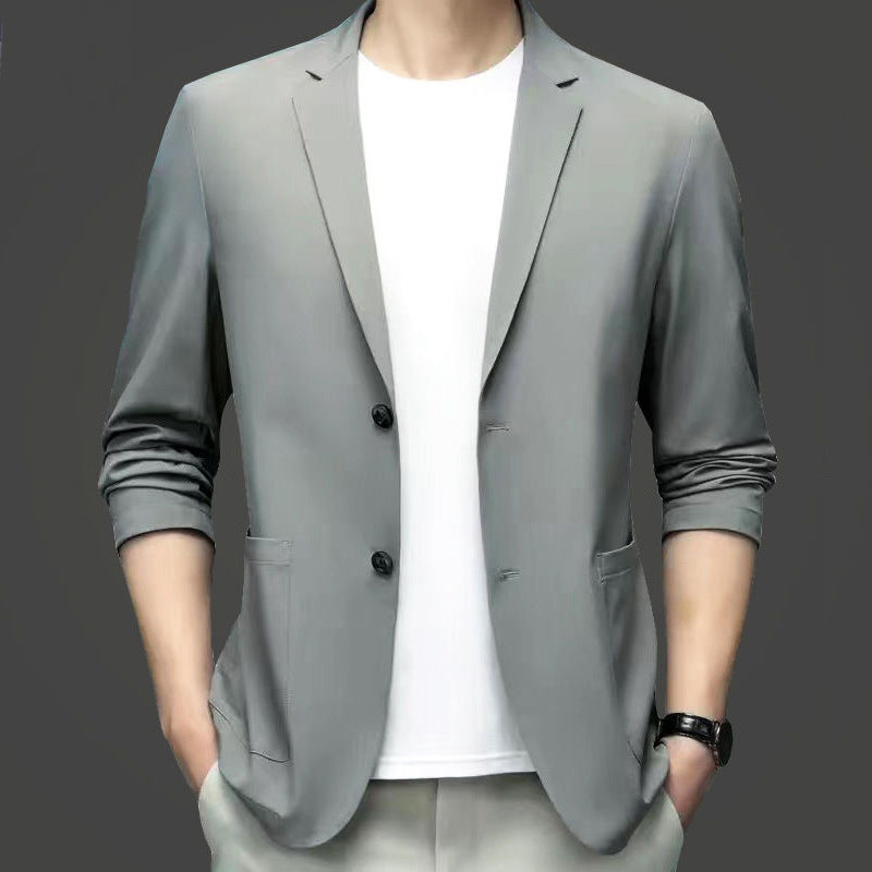 Herren legerer elastischer Sommerblazer mit dreiviertelärmeln und schlanker Passform Drune