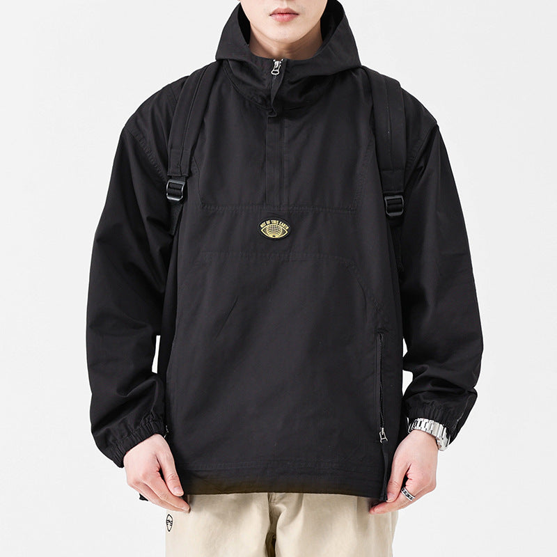 Herren Kapuzen-Anorak Pulloverjacke im Oversize-Utility-Stil Drune
