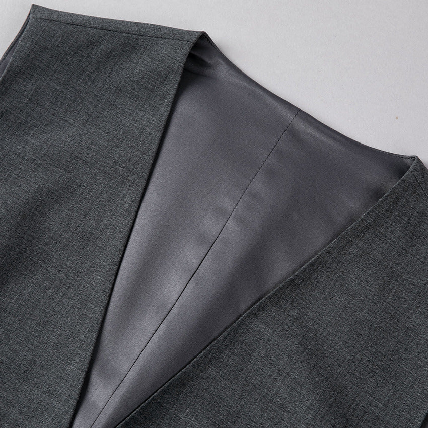 Damen Taillierte ärmellose Anzugweste mit dezenter V‑Front und Paspeltaschen Drune