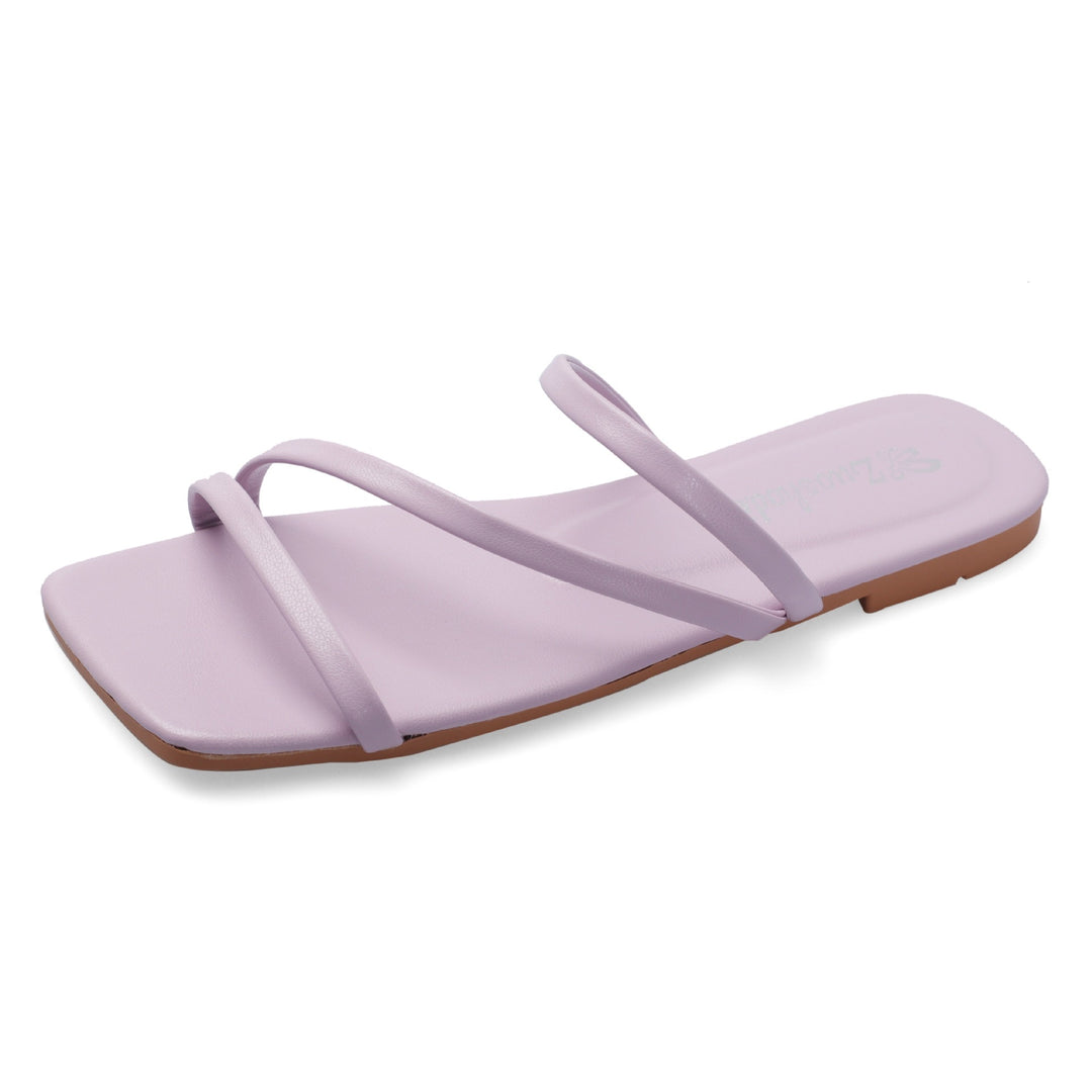Damen Minimalistische Riemchensandalen mit breiten Zierbändern Drune