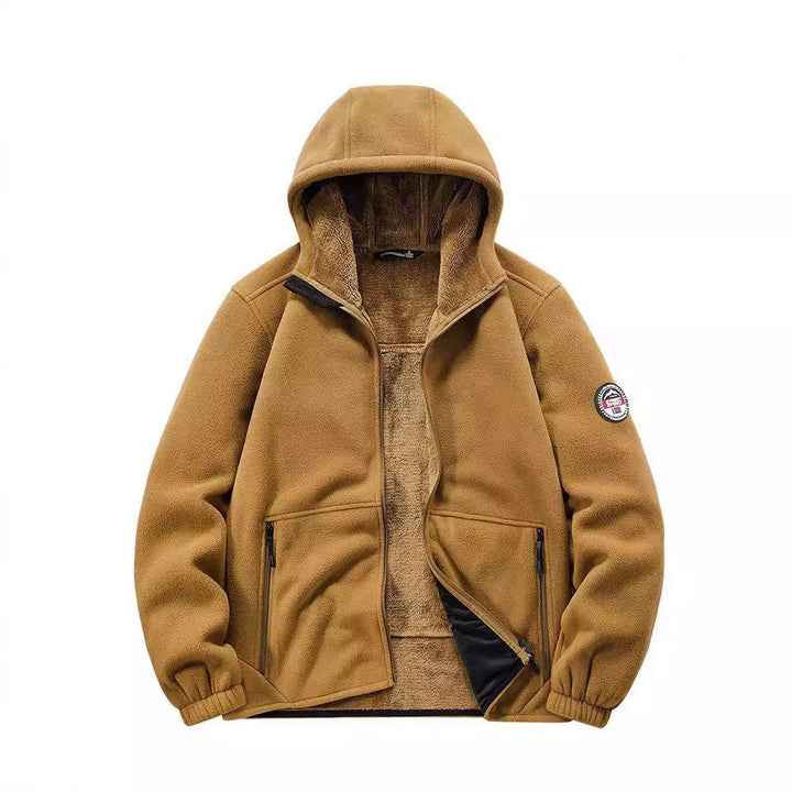 Herren Isolierte Fleece-Hoodiejacke mit Sherpa-Innenfutter und Zwei-Wege-Reißverschluss Drune