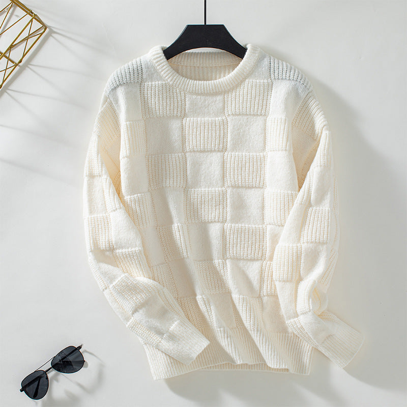 Damen Strickpullover mit modischem Karomuster und lässigem Schnitt Drune