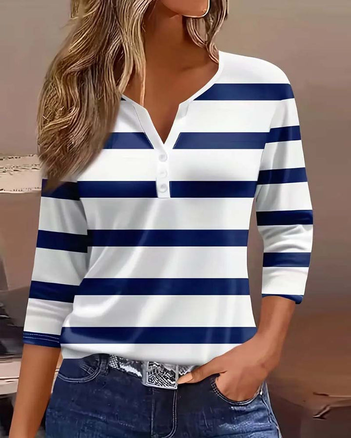Damen Langarmshirt mit maritimem Streifenmuster Drune