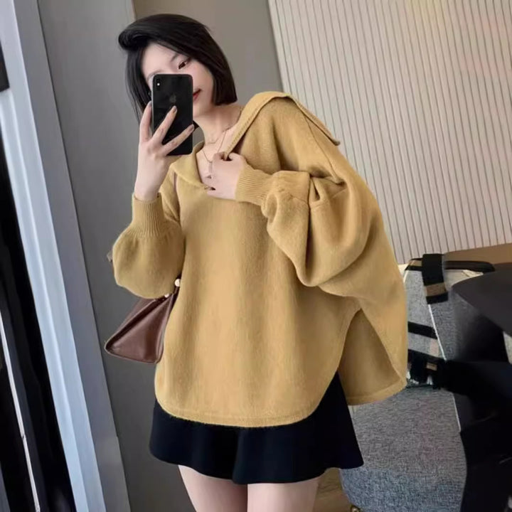 Damen oversized Kapuzenpullover aus hochwertigem Strick Drune