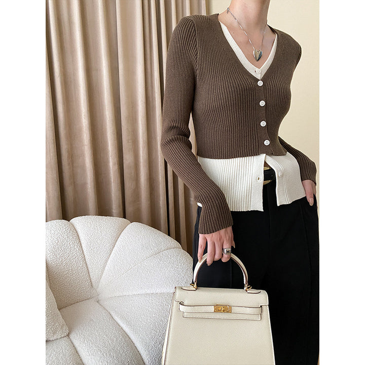 Damen Eleganter Strickcardigan mit Knopfdetails Drune
