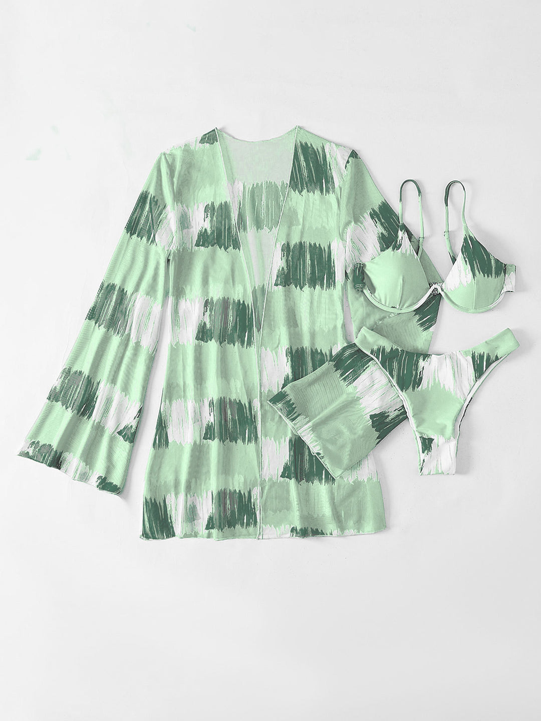 Damen Triangel-Bikini mit transparentem Kimono Drune