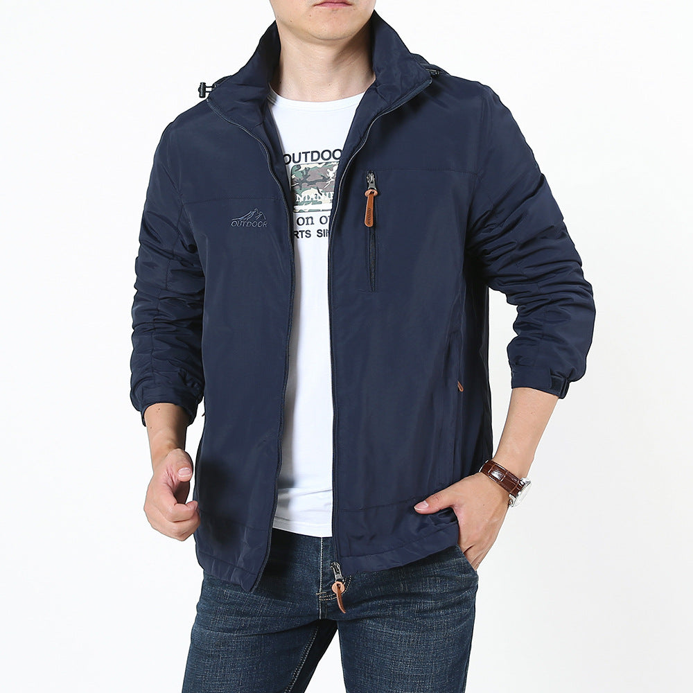 Herren Funktionsjacke mit verstellbarem Kapuzenkragen Drune