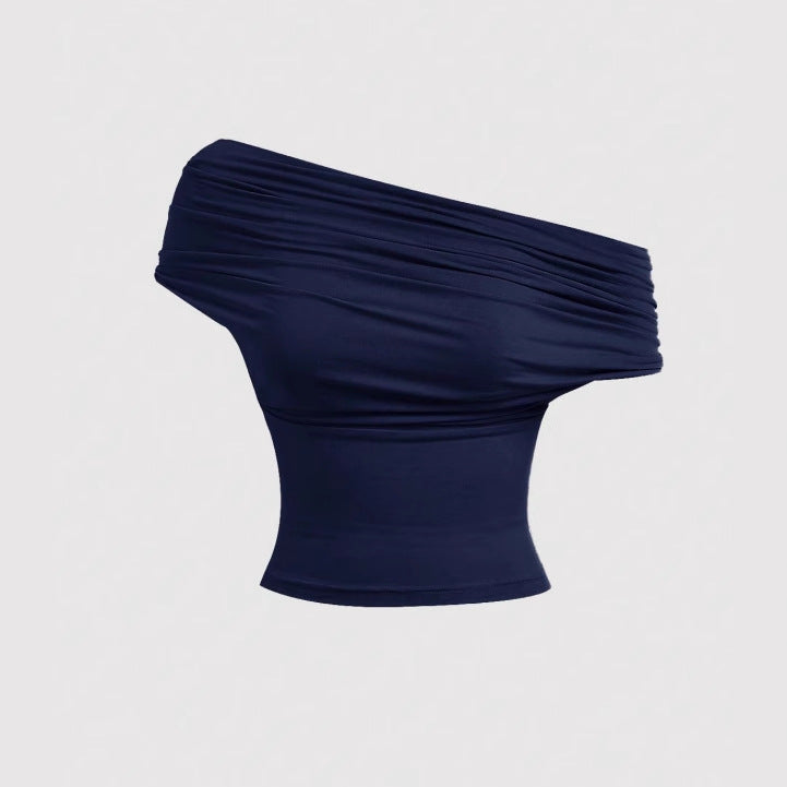 Damen Neckholder-Cropped-Top mit Wasserfall-Ausschnitt und taillierter Passform Drune