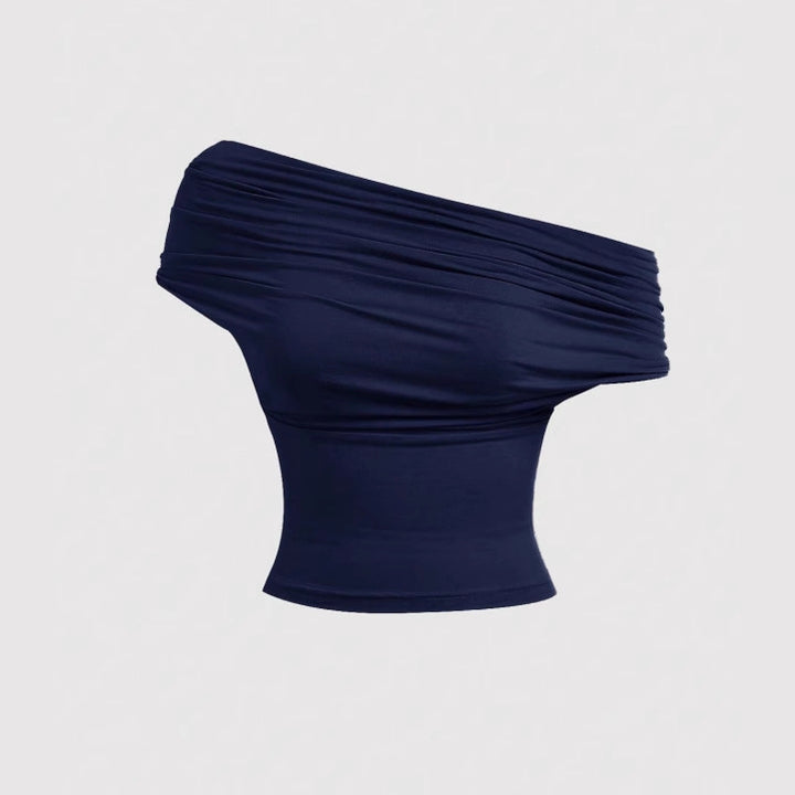 Damen Neckholder-Cropped-Top mit Wasserfall-Ausschnitt und taillierter Passform Drune